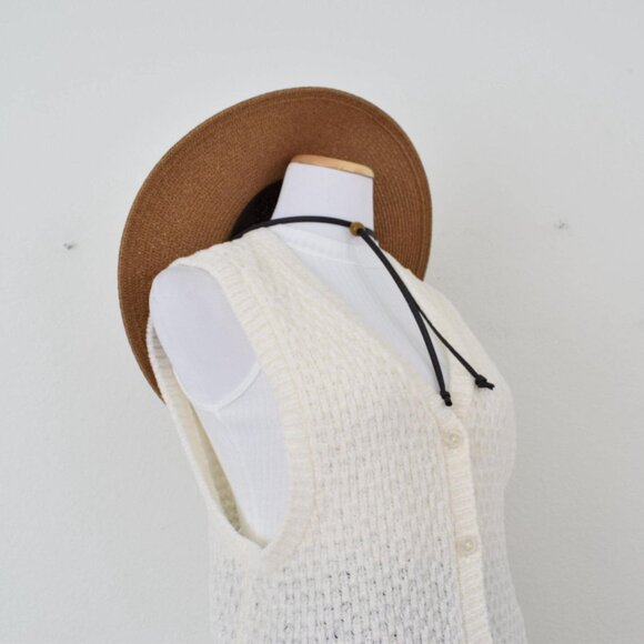 Vintage‎ 80s Off-White Acrylic Sleeveless Cardigan Vest - Picture 8 of 10